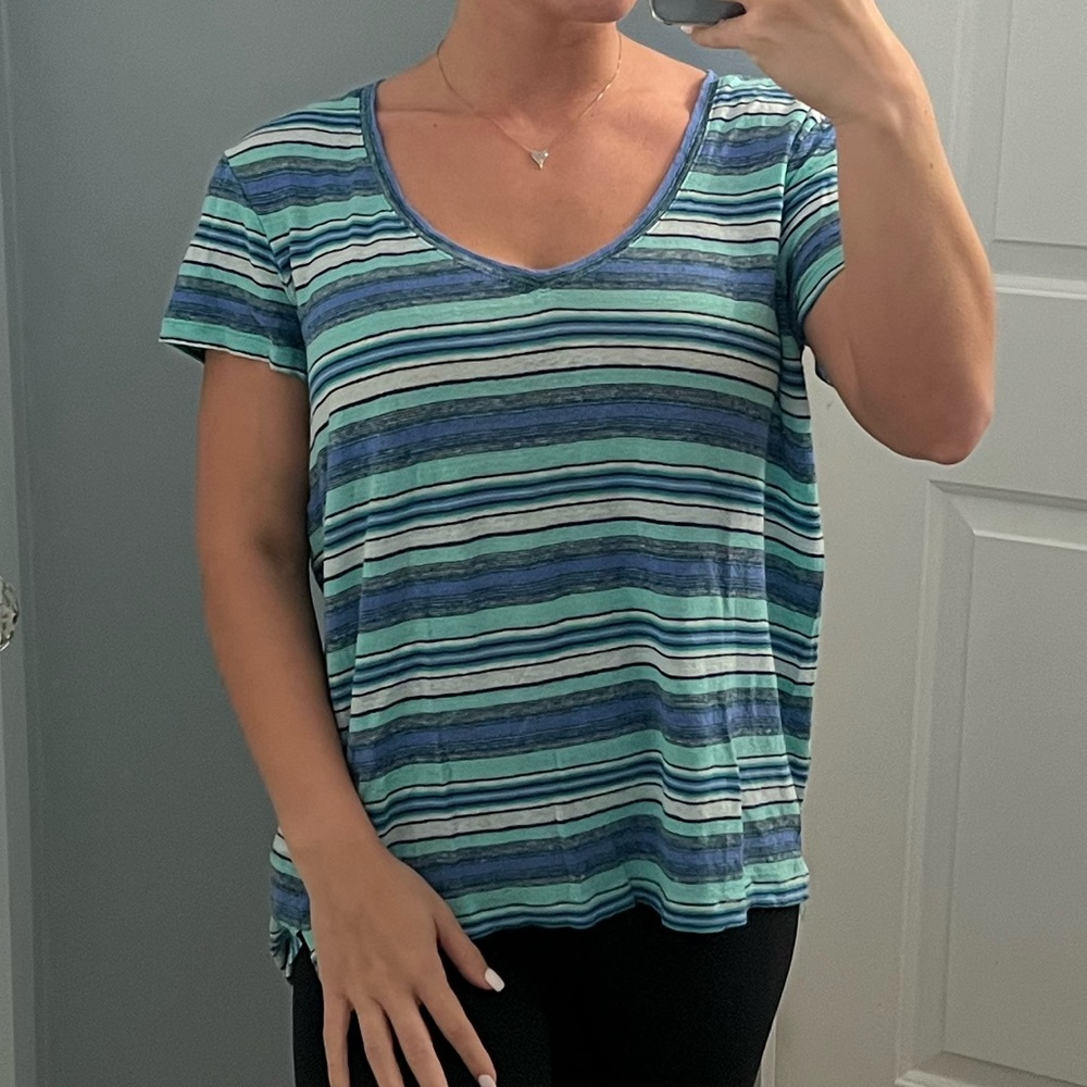 Gap Green & Blue Linen TShirt